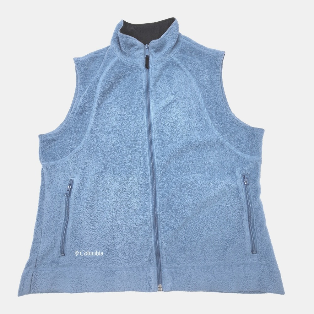 Columbia Fleece Vest Womens XL Blue Full Zip Pockets WL1017 Gorpcore Outdoors